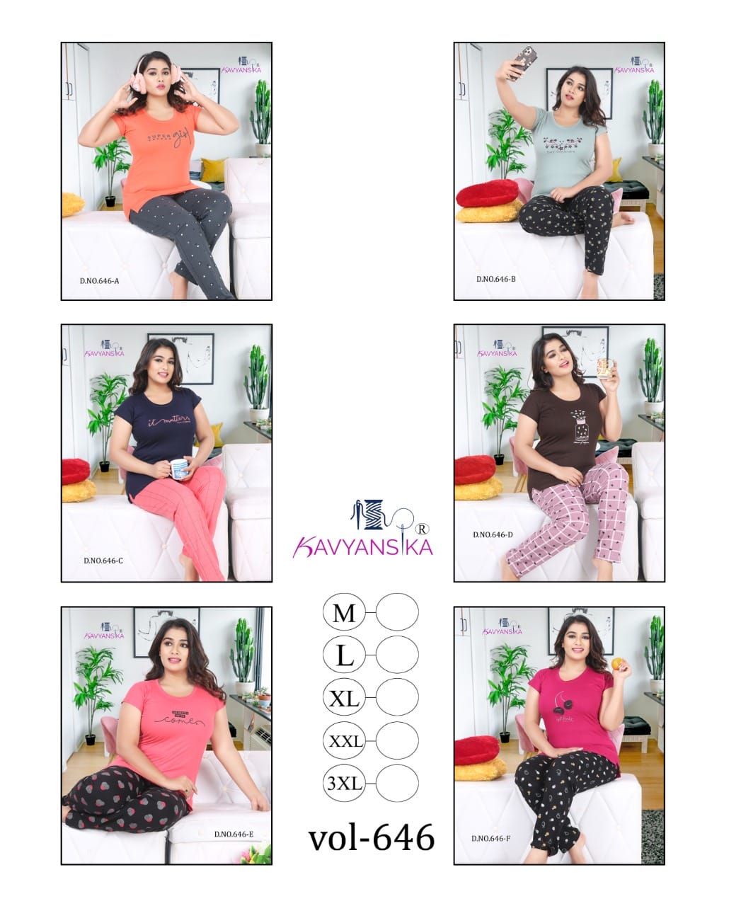 Kavyansika 646 Latest Fancy Night Wear Hosiery Cotton Printed Night Suits Collection